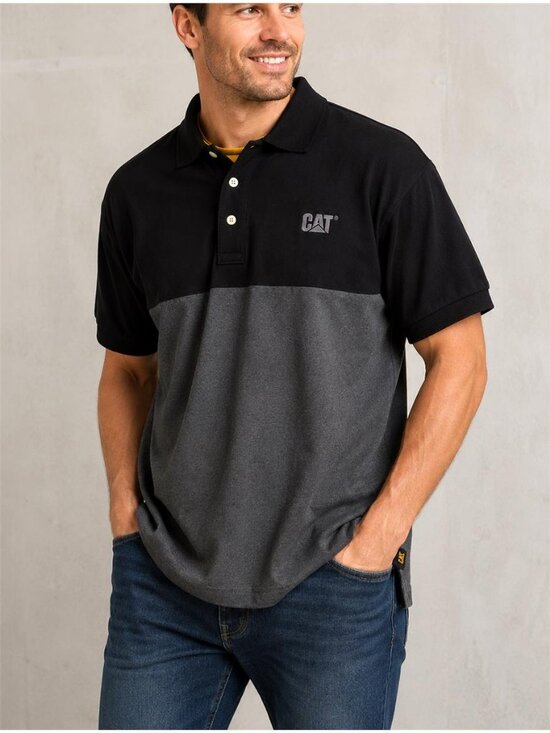 CAT Other - CAT Caterpillar Colorblock Polo Shirt Black Gray Workwear Men’s XL 42